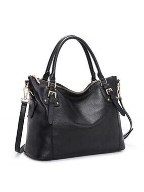 Black Large Leather Tote Bag Top Handle Crossbody Work Satchel Shoulder Purse